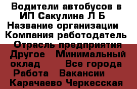 Водители автобусов в ИП Сакулина Л.Б › Название организации ­ Компания-работодатель › Отрасль предприятия ­ Другое › Минимальный оклад ­ 1 - Все города Работа » Вакансии   . Карачаево-Черкесская респ.
